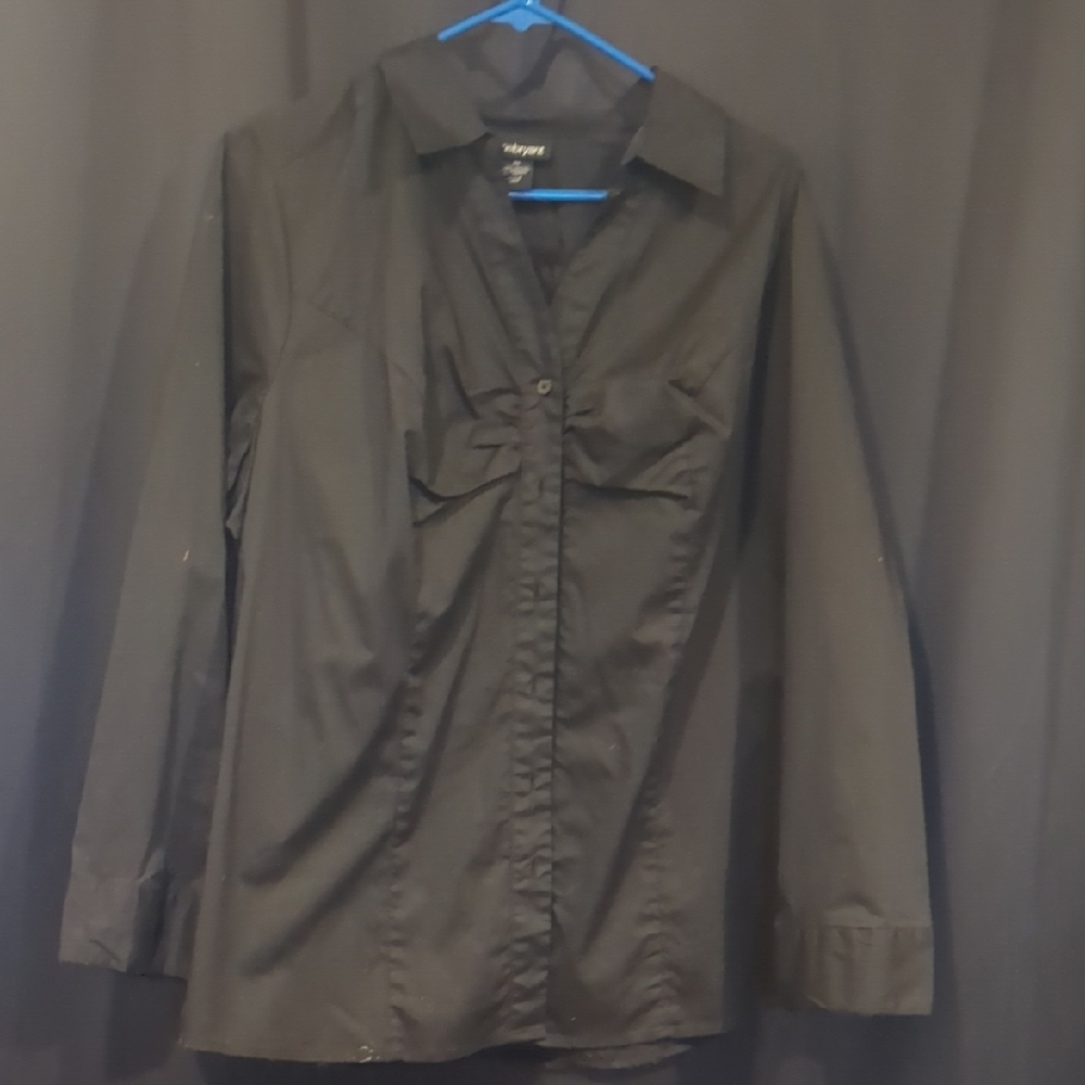 Lane Bryant Black Long Sleeve Button-Up Dress Shirt